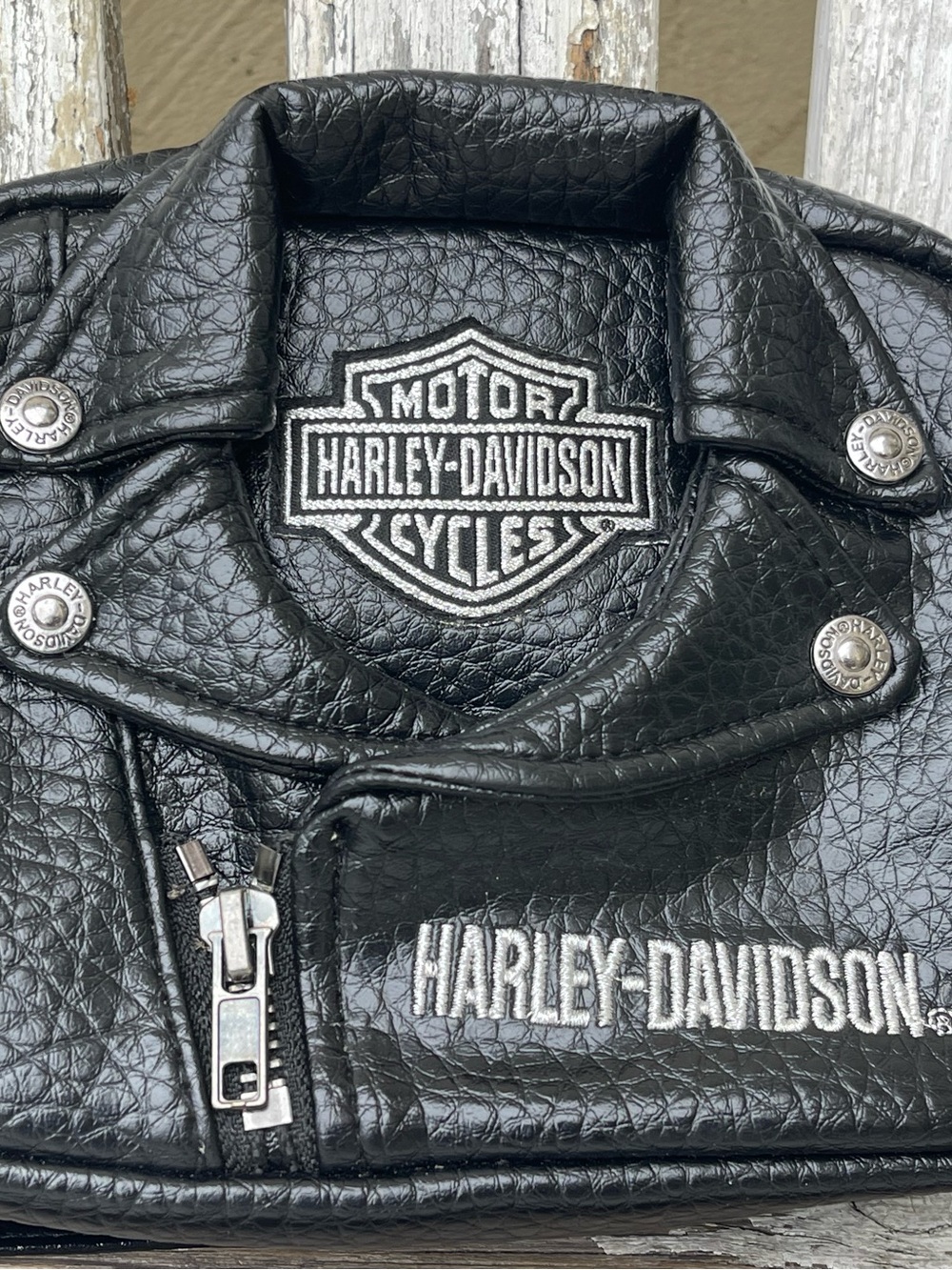 Harley-Davidson Biker Jacket Purse Faux Leather Shoulder Bag Y2K Bar & Shield - Picture 5 of 11